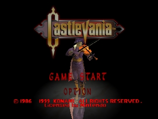Castlevania title screen for Nintendo 64
